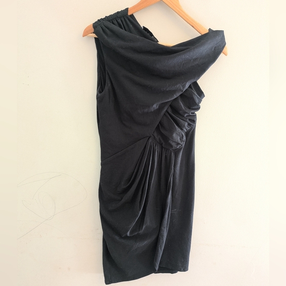 IRO Ermett Black Jersey Assymetrical Mini Dress Size 6 - Picture 4 of 7